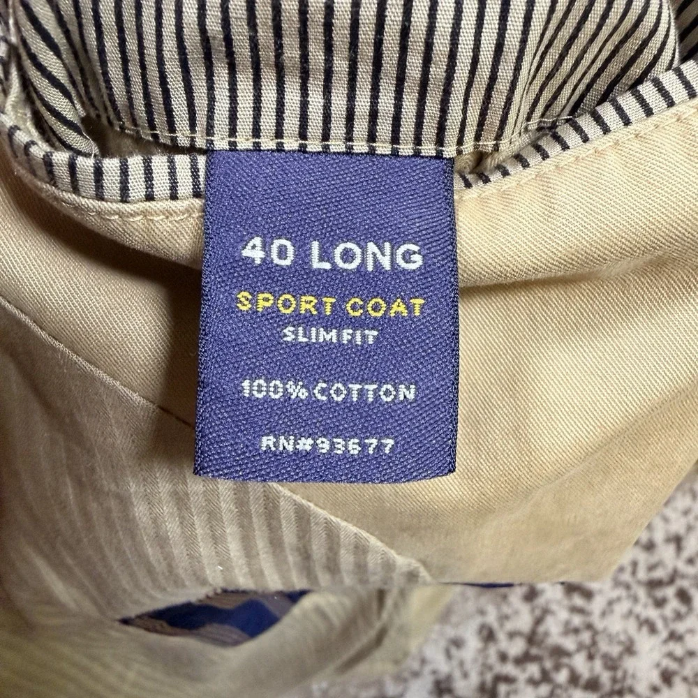 Stafford Sport Coat Mens 40L Slim Fit Unstructured‎ Khaki Blazer Casual Preppy